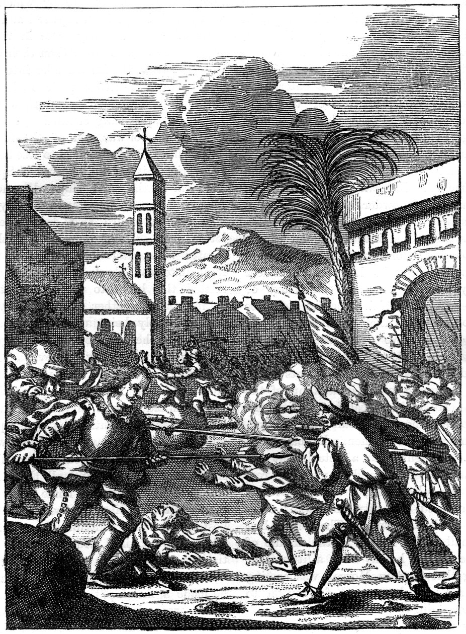Plundering van Puerto Principe, Hispaniola, door Kapitein Morgan, 1667, ca. 1880 door Unbekannt