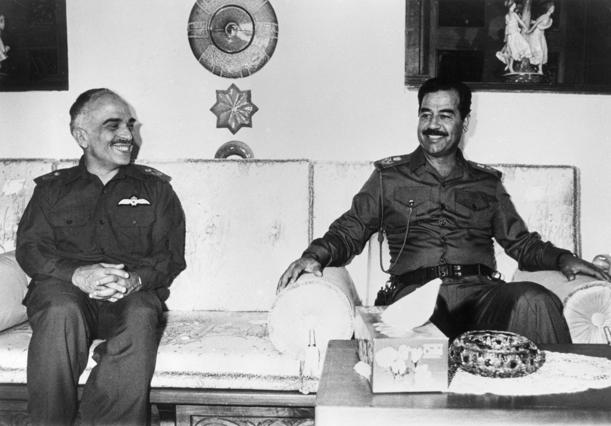 Saddam Hoessein en Koning Hoessein van Jordanië, Irak, 1987 door Unbekannt