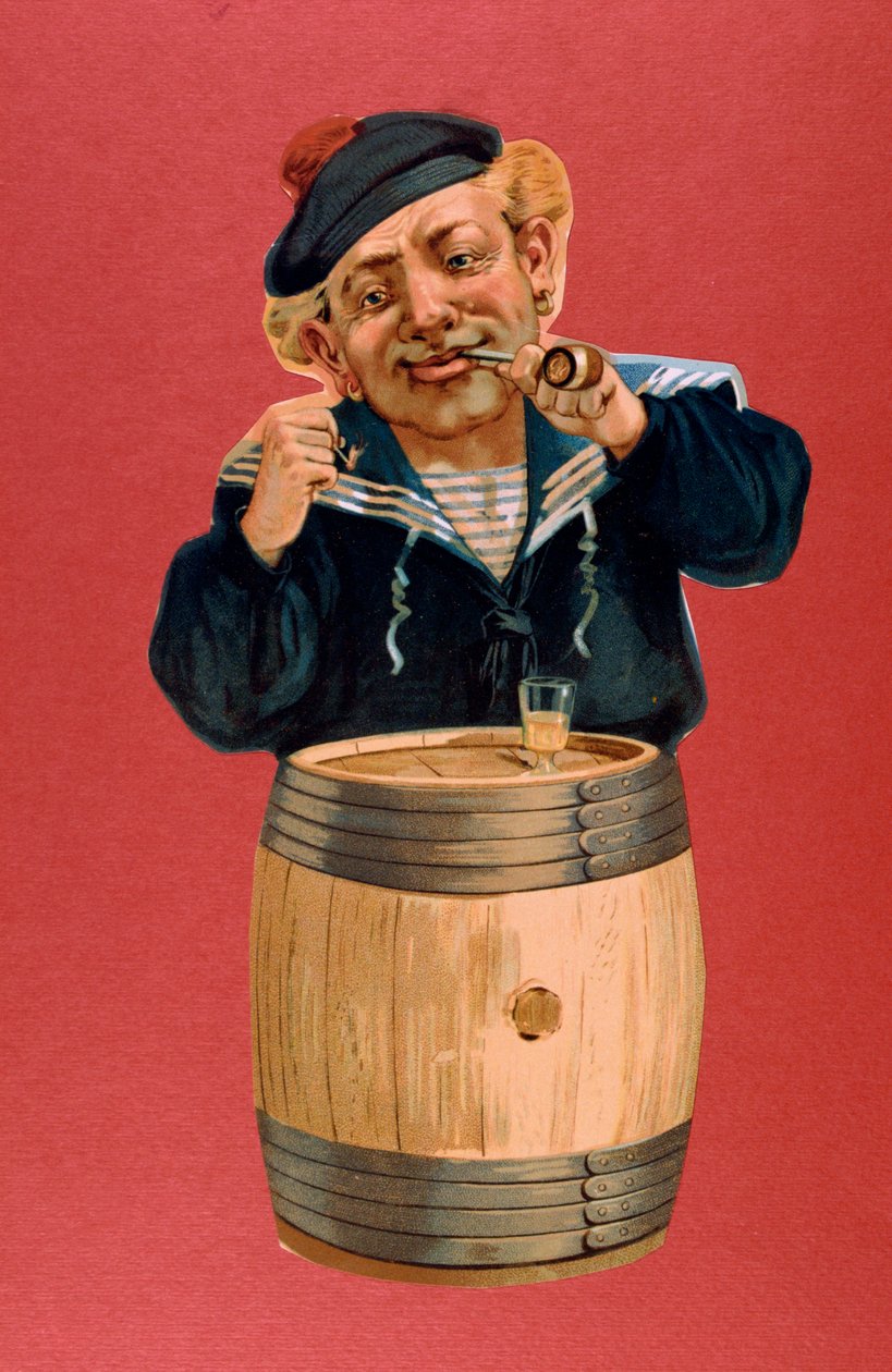 Matroos rookt een pijp en drinkt rum, 1900 door Unbekannt