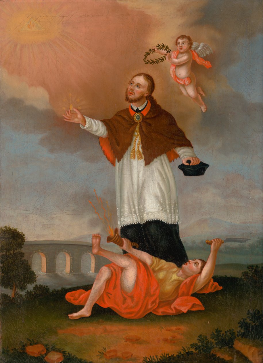 Sint Jan van Nepomuk Verheerlijkt door Engelen door Unbekannt