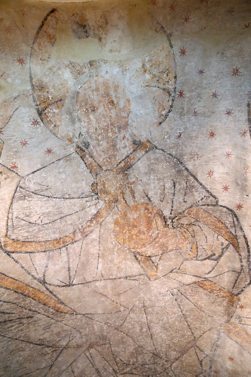 Sint-Claude, Jura, Frankrijk - Sint Claude Abdij Museum. Christus in Glorie. Schilderij. 15e eeuw door Unbekannt