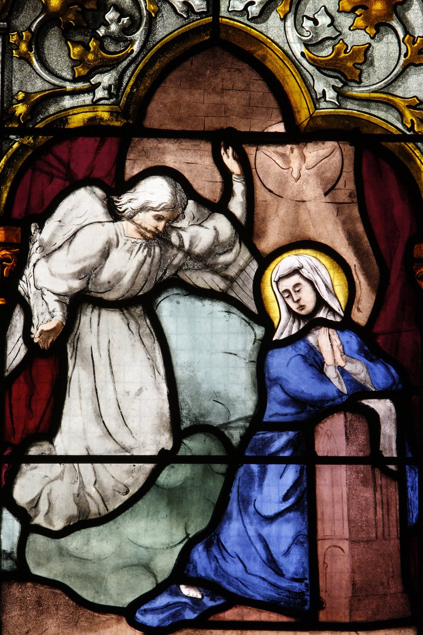 Kathedraal van Saint-Corentin, Quimper glas-in-lood: de Aankondiging, Quimper, Frankrijk door Unbekannt