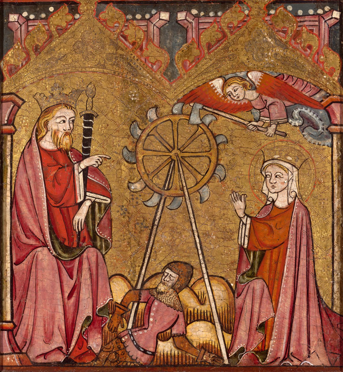 Sint Catharina bevrijd van het wiel, 1375-1400 door Unbekannt
