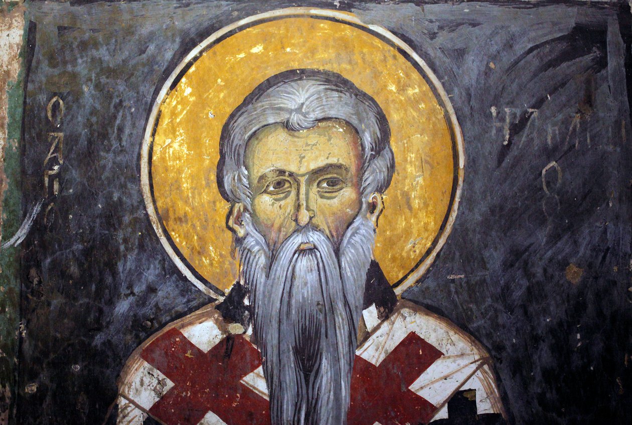 Sint Iraklion Byzantijnse fresco uit het Agios Ioannis Lampadistis klooster, 11e eeuw Cyprus door Unbekannt