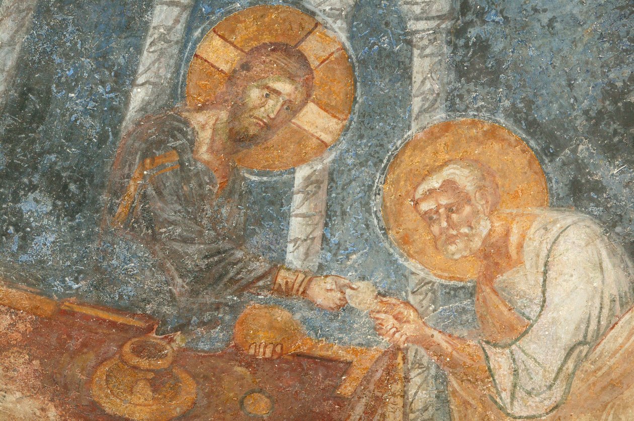 Sint Nicolaaskerk fresco: Jezus met apostel, Myra, Turkije door Unbekannt