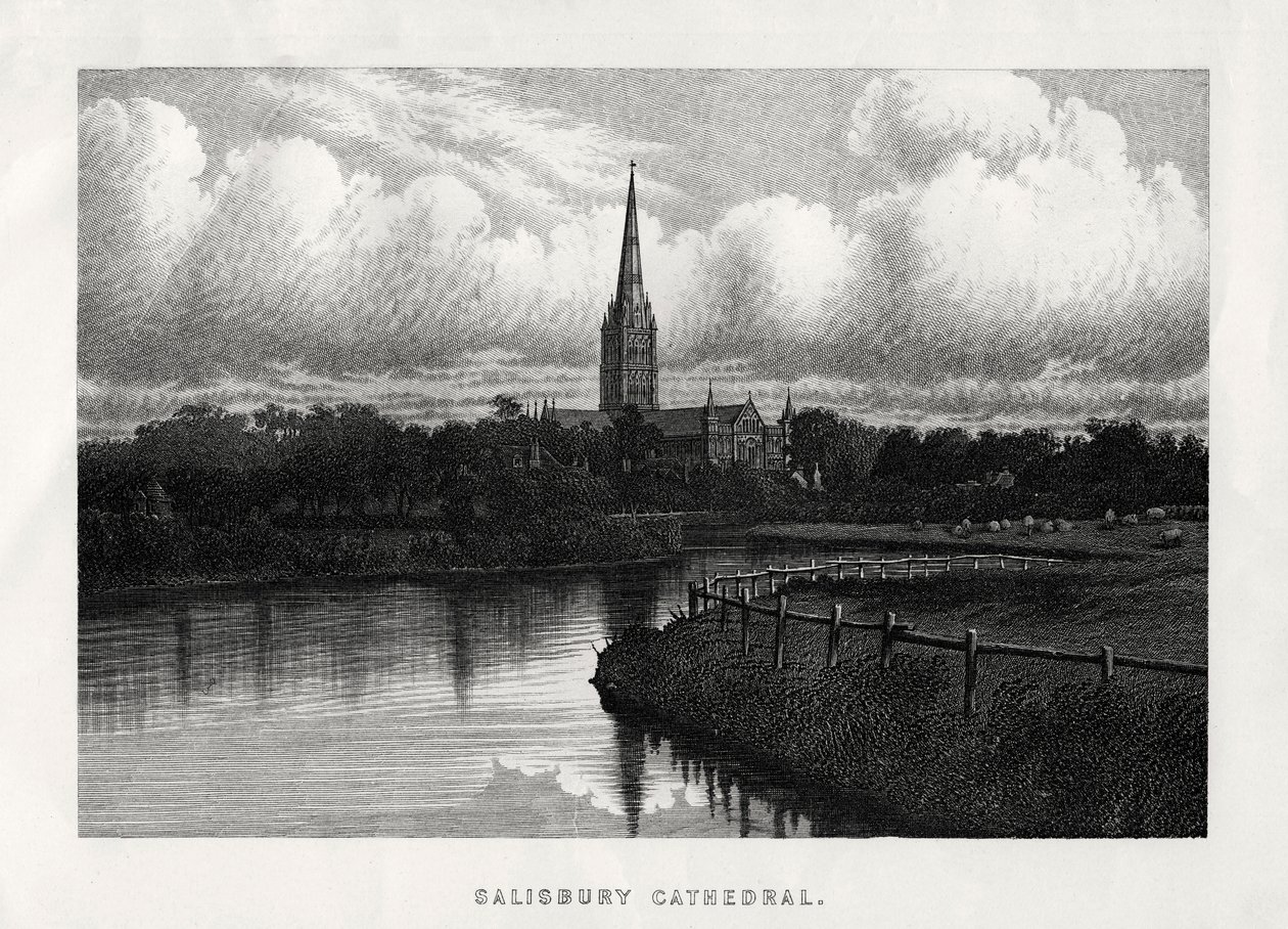 Kathedraal van Salisbury, Wiltshire, Engeland door Unbekannt