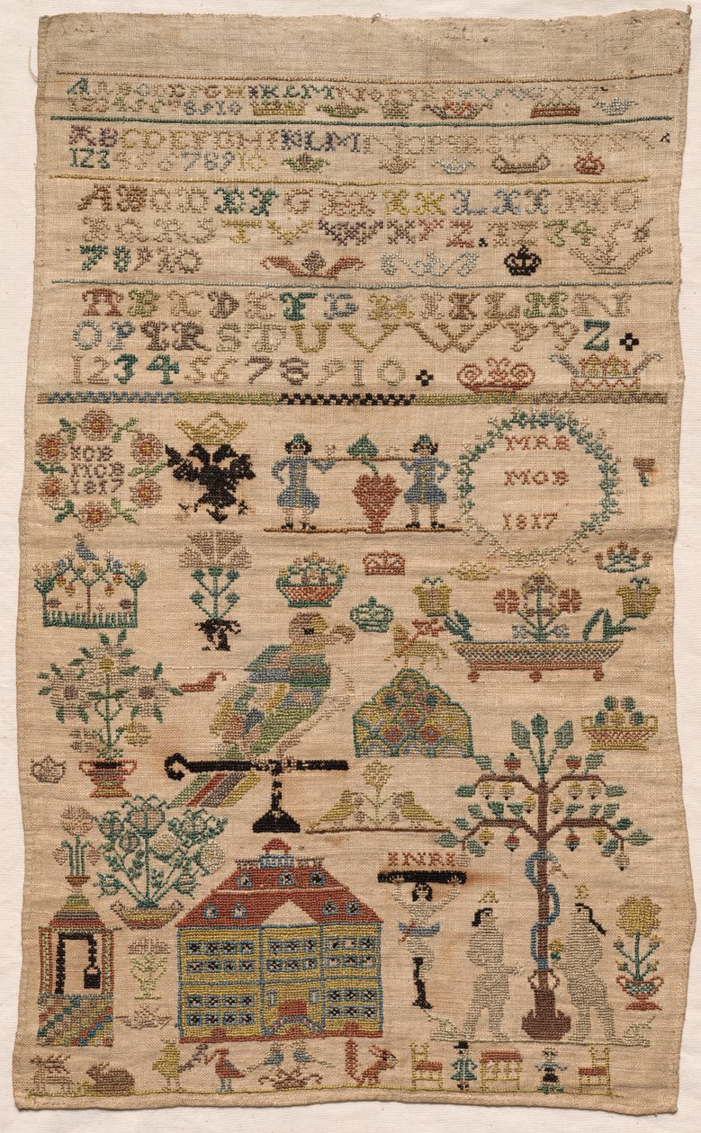 Sampler Fragment, 1817 door Unbekannt