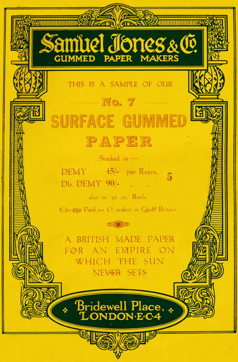 Advertentie van Samuel Jones & Company Gummed Paper Makers, 1919 door Unbekannt