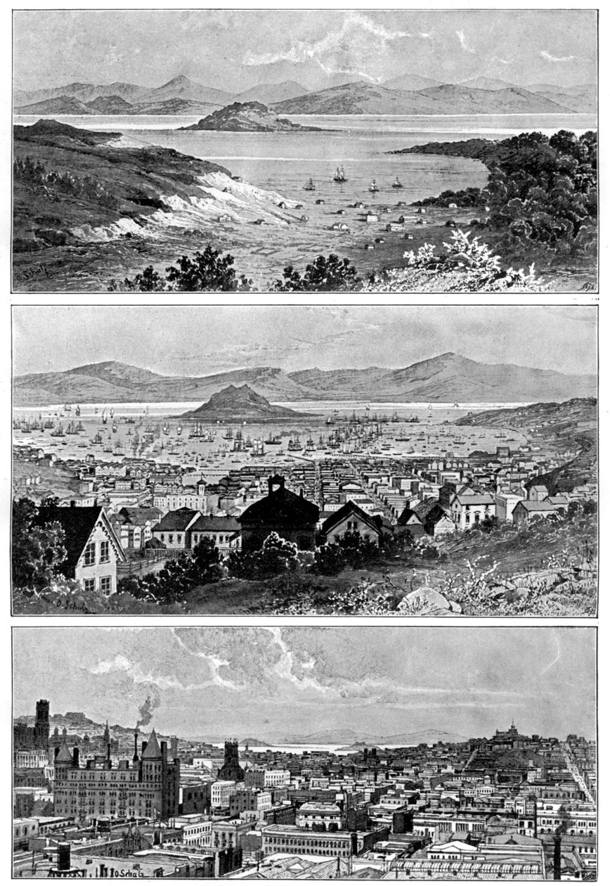 San Francisco in november, 1848, 1858 en het einde van de 19e eeuw, 1901 door Unbekannt
