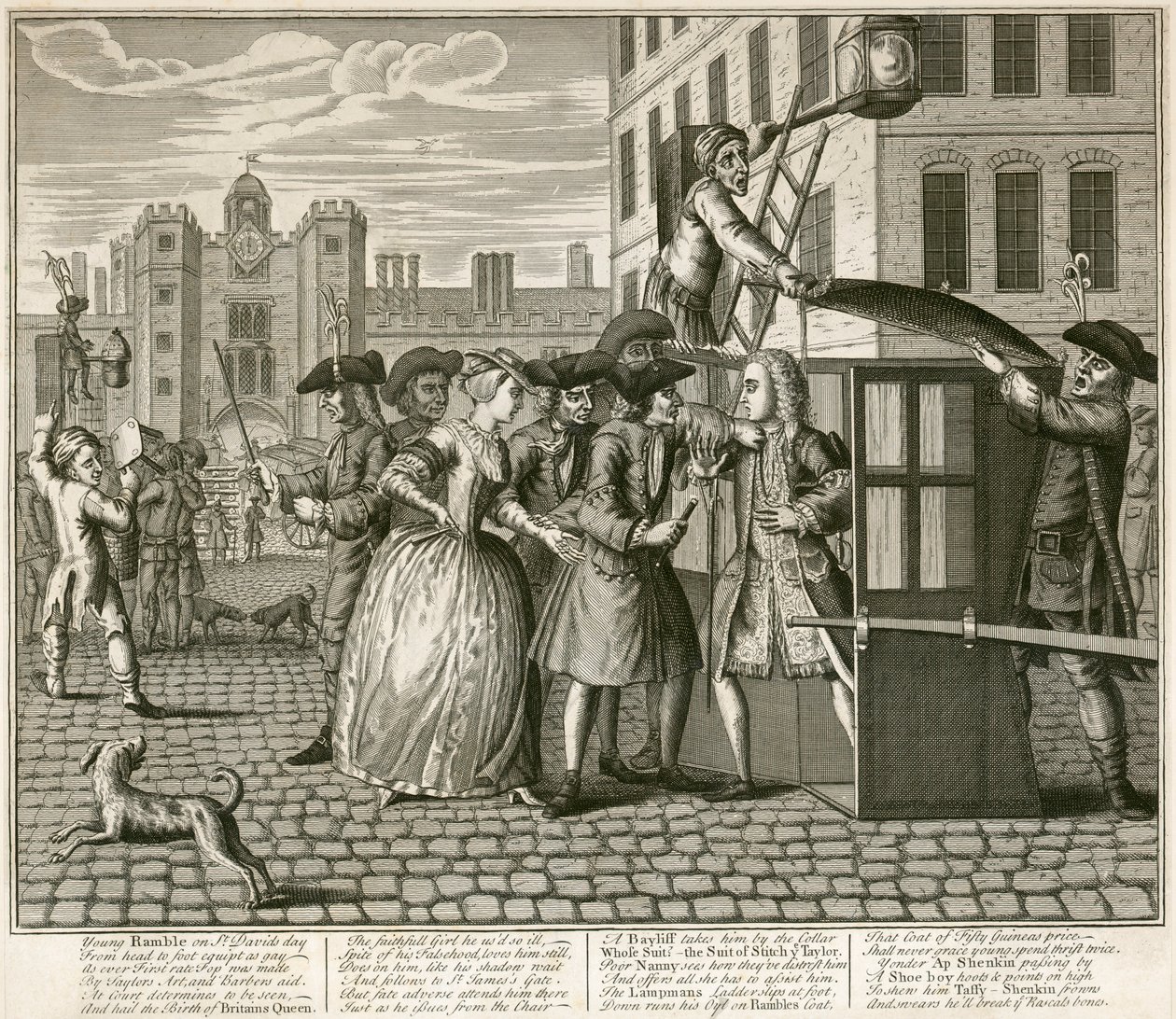 Satirische prent van St James Palace, Londen, 1740 door Unbekannt