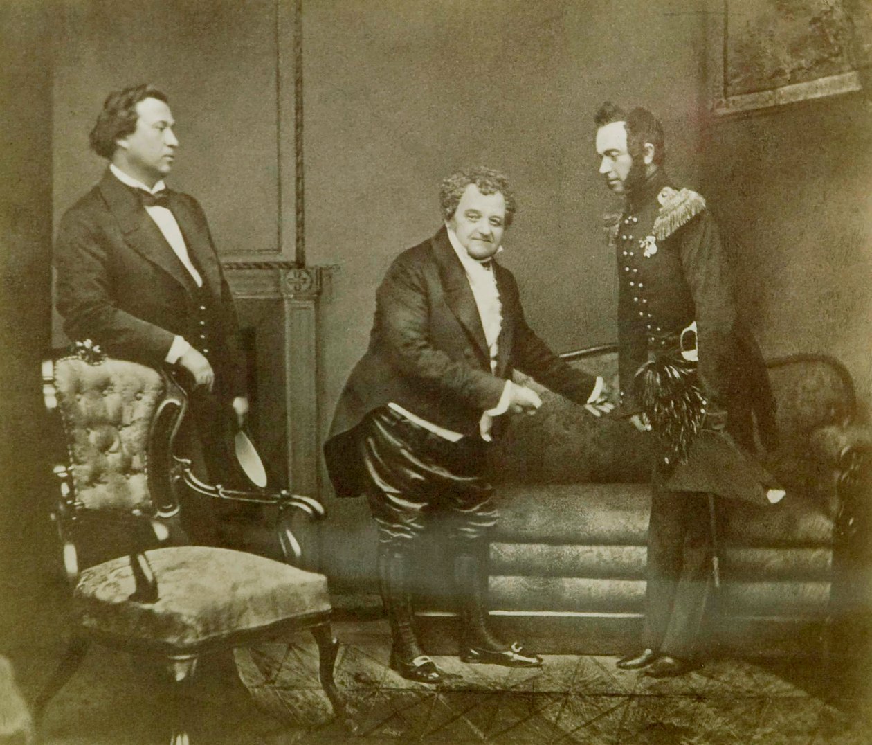 Scène uit Aleksandr Griboyedovs toneelstuk Woe van Wit, Maly Theater, Moskou, Rusland, 1850 door Unbekannt