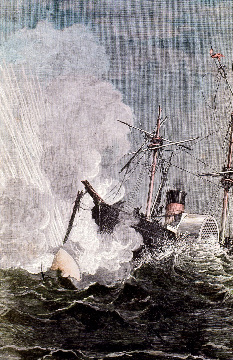 Scène uit Jules Vernes Van de aarde naar de maan, 1865 door Unbekannt