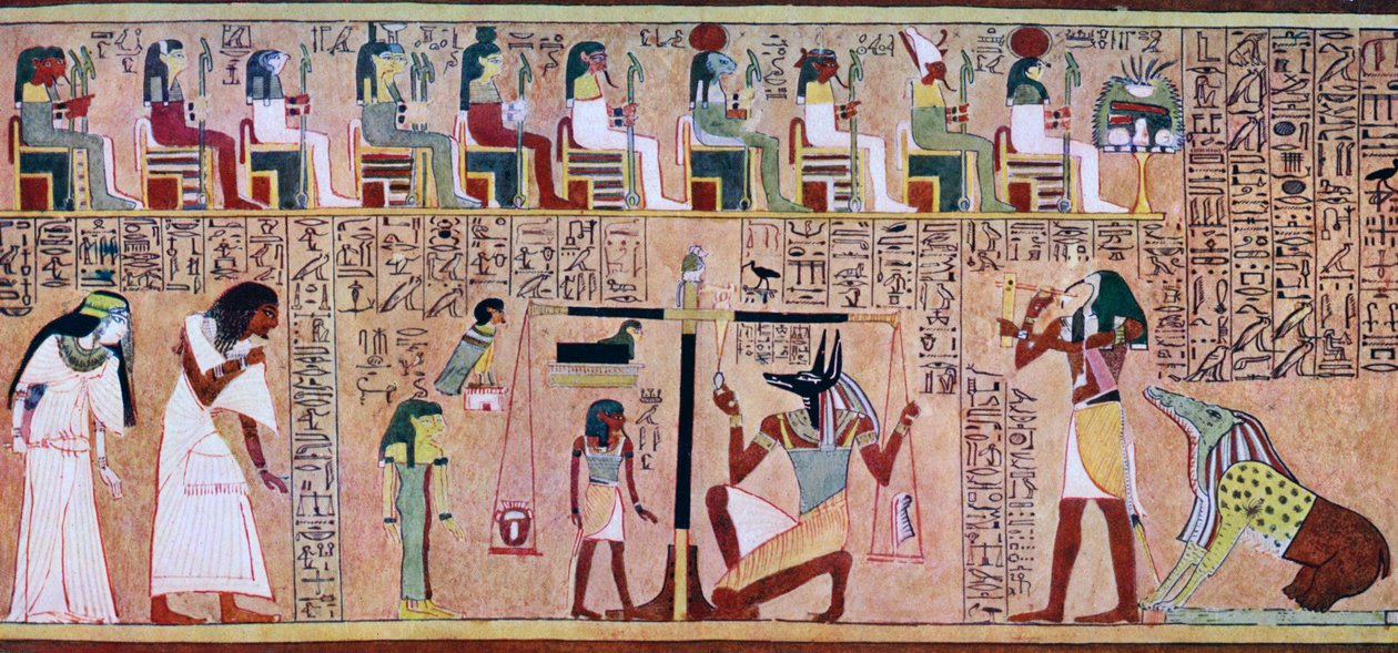 Scène uit het Dodenboek van Any, Egyptisch, ca. 1275 v.Chr., ca. 1900-1920 door Unbekannt