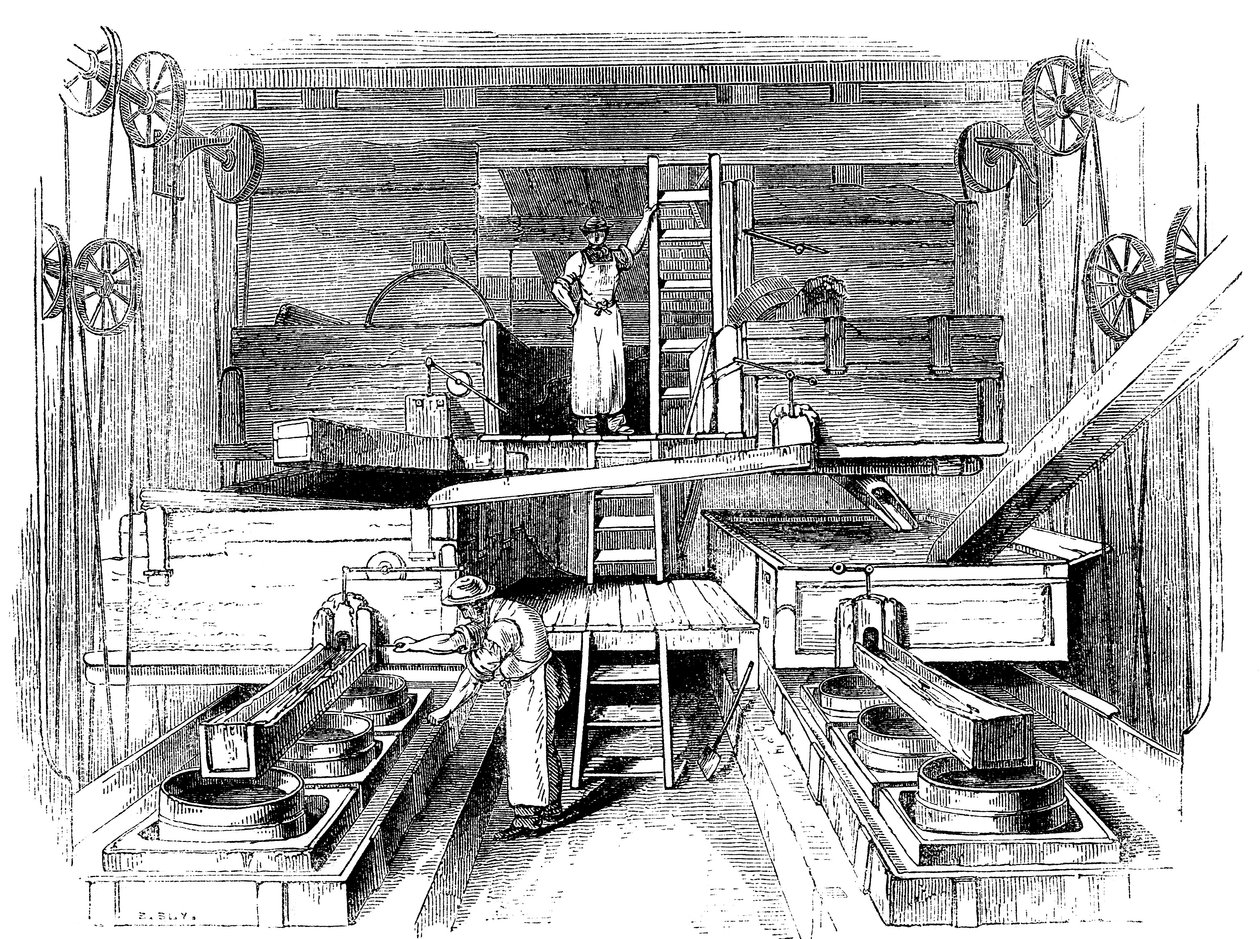Scène in een Staffordshire aardewerkfabriek, ca. 1851 door Unbekannt