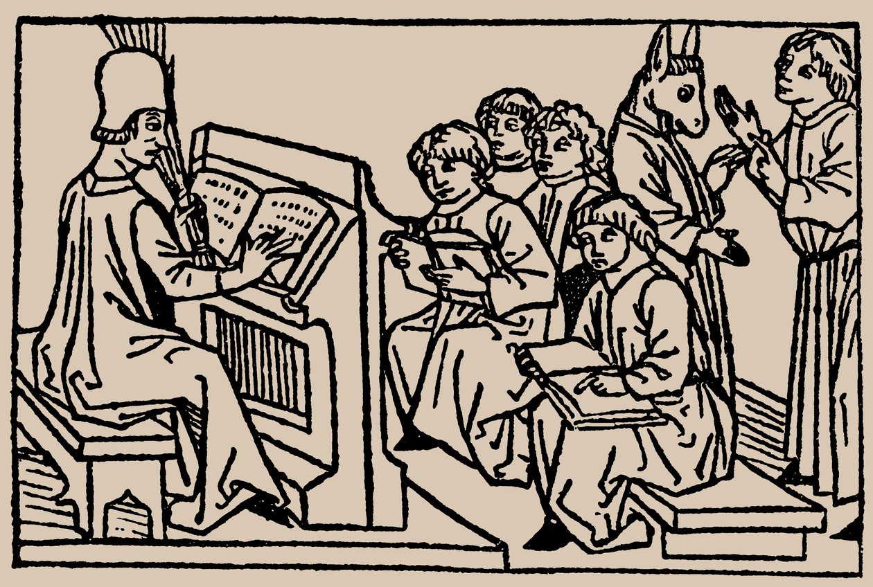Schoollessen. Uit Speculum Vitae Humanae door Rodericus Zamorensis door Unbekannt