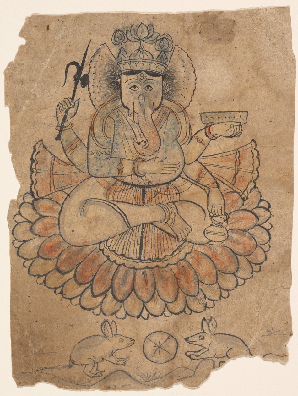 Zittende Vierarmige Ganesha, ca. 1775 door Unbekannt