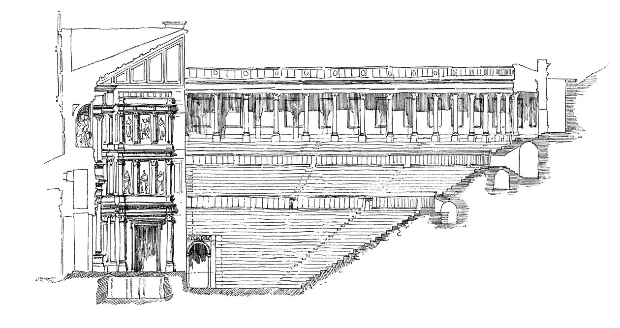 Sectie van het Gallo-Romeinse theater in Orange, Provence, Frankrijk, 1895 door Unbekannt