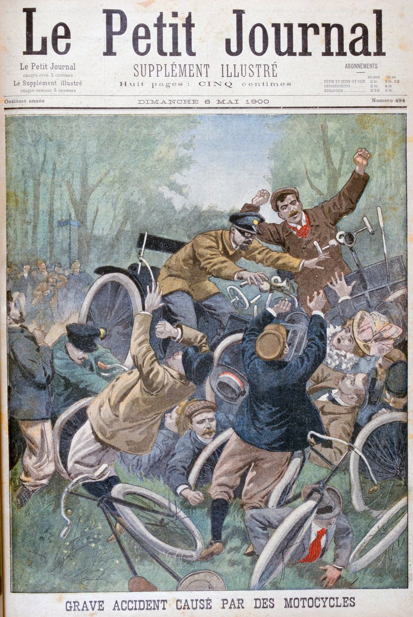 Ernstig ongeluk veroorzaakt door fietsen, Parijs, 1900 door Unbekannt