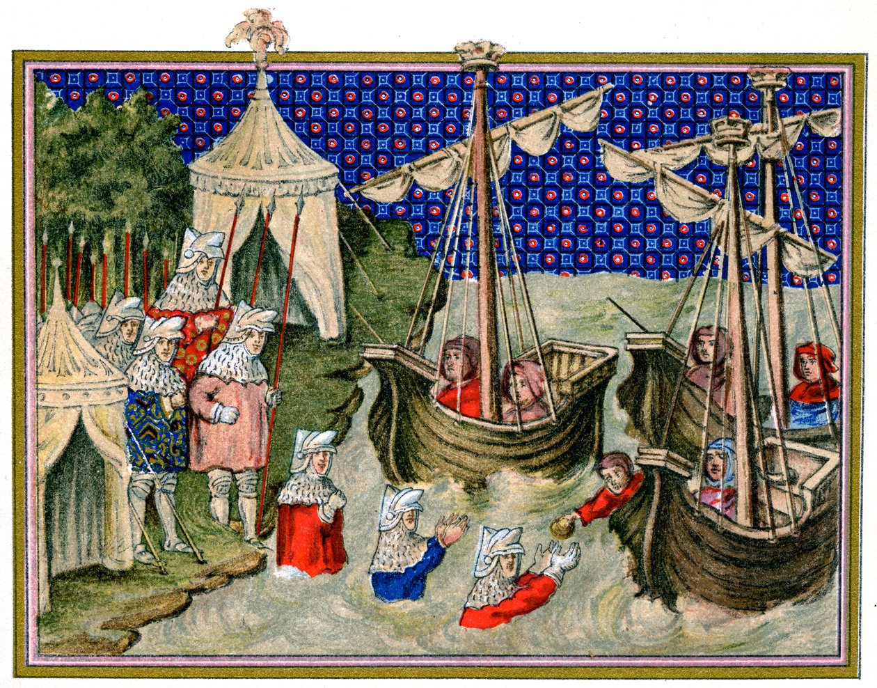 Schepen die proviand brengen naar het Engelse leger, campagne van Richard II in Ierland, 1399, 1893 door Unbekannt