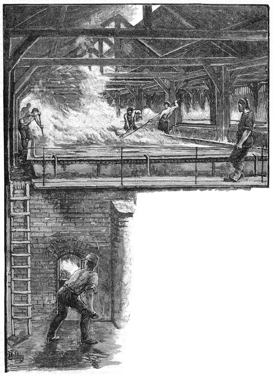 Zout scheppen bij South Durham Salt Works, 1884 door Unbekannt