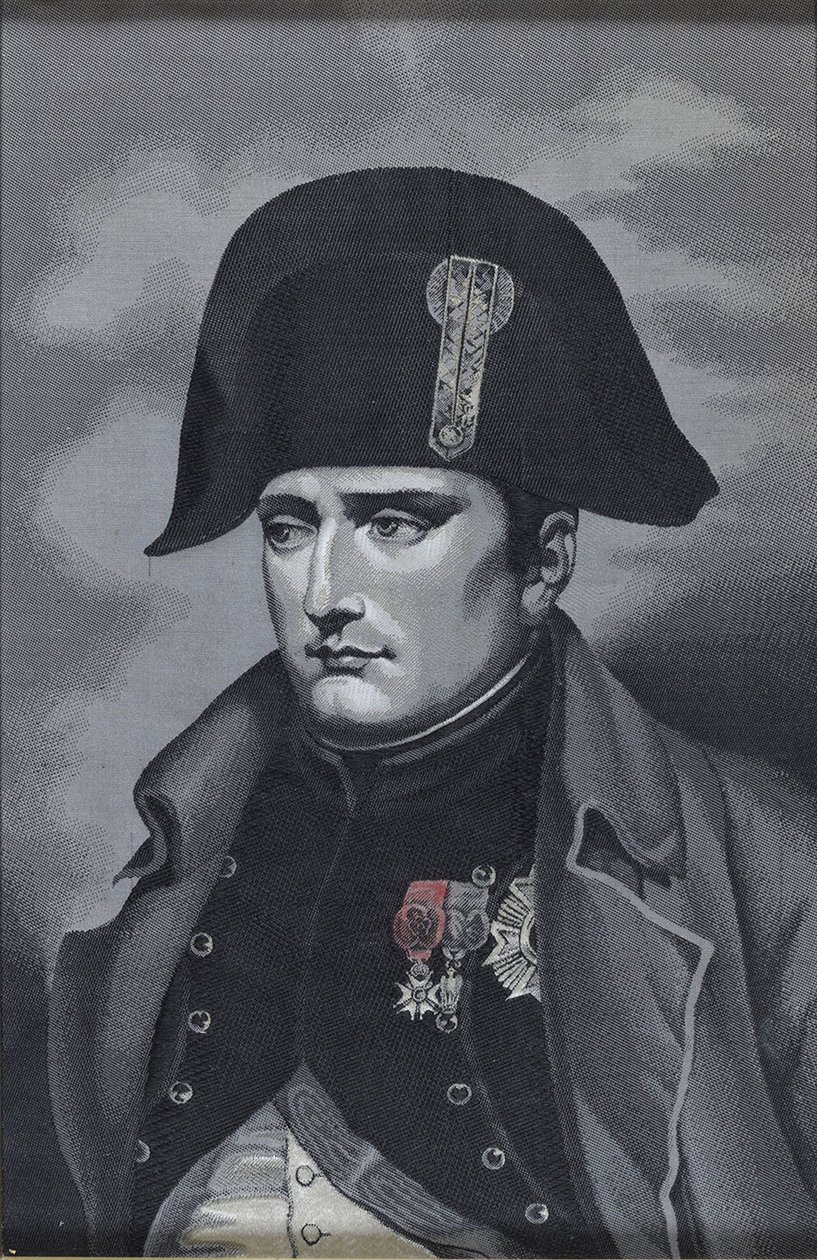Zijdeweefportret van keizer Napoleon I Bonaparte 1769-1821 door Unbekannt
