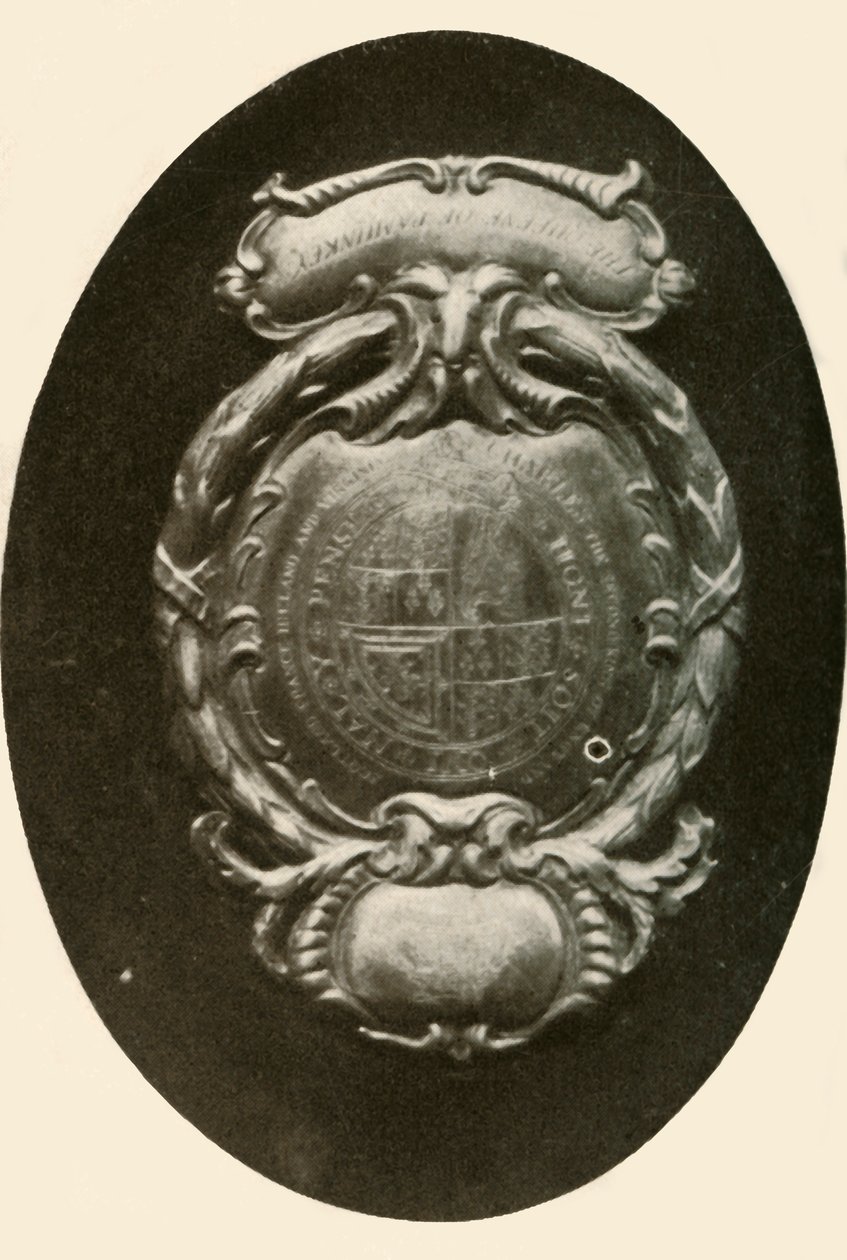 Zilveren voorhoofdsplaat, met Engels wapenschild, 1677, 1937 door Unbekannt