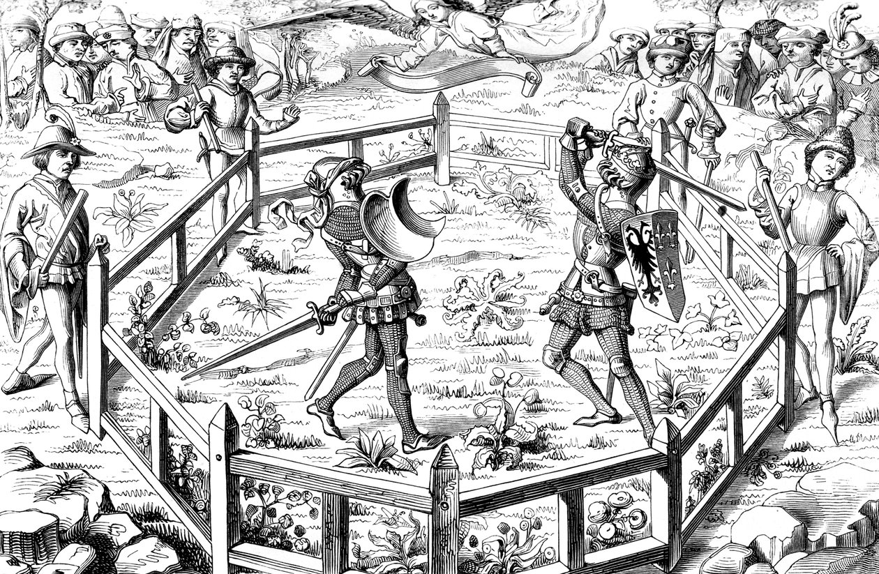 Enkel gevecht onderworpen aan het oordeel van God, 15e eeuw 1849 door Unbekannt
