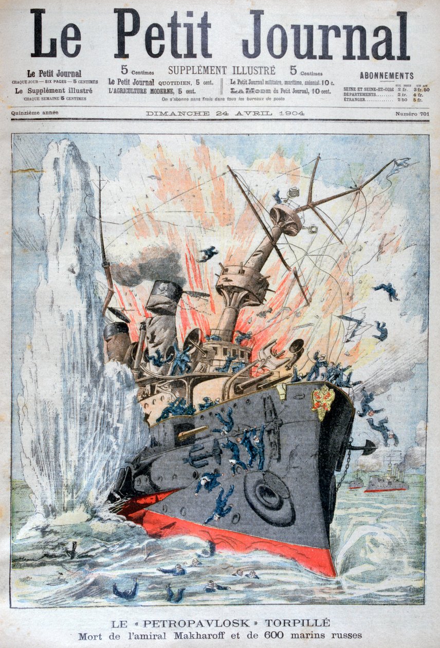Zinken van het Russische slagschip Petropavlovsk, Russisch-Japanse oorlog, 13 april 1904 door Unbekannt