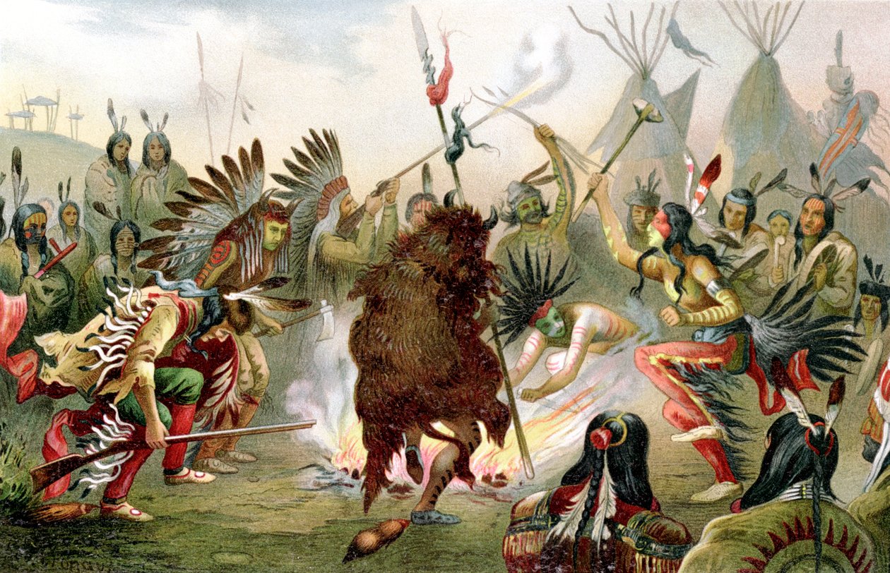 Sioux oorlogsdans, 1888 door Unbekannt