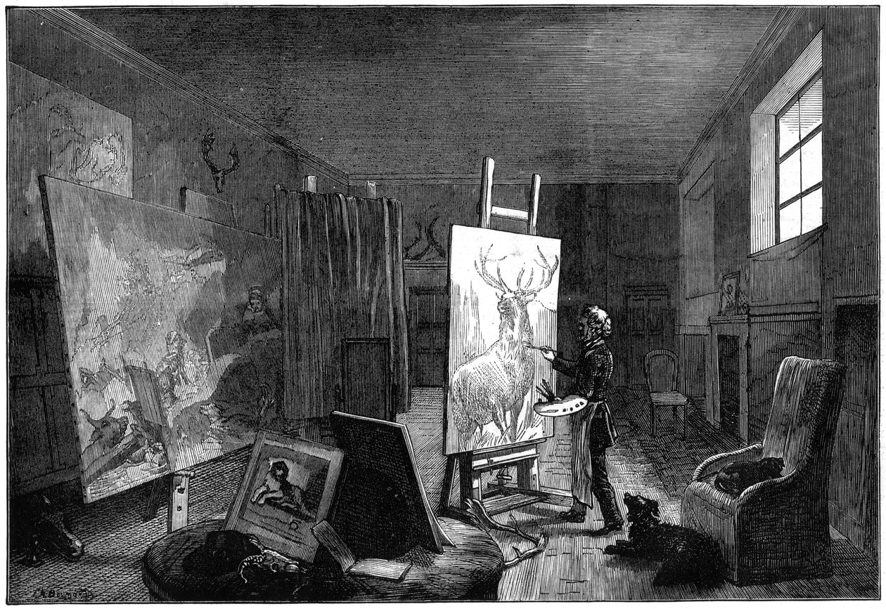 Atelier van Sir Edwin Landseer 1802-1873, Brighton, East Sussex, 1874 door Unbekannt