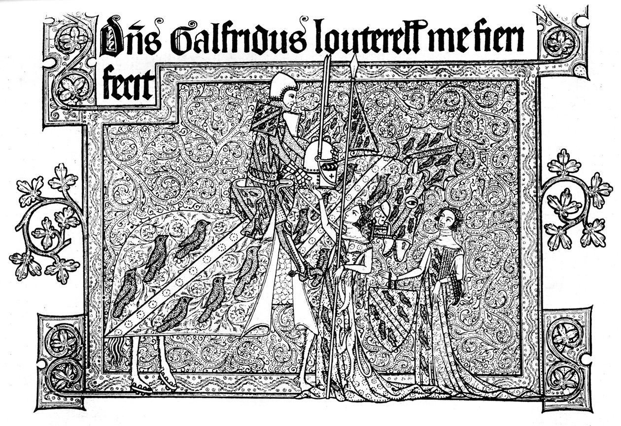 Sir Geoffrey Luttrell, zijn vrouw en schoondochter, 1340, 1892 door Unbekannt