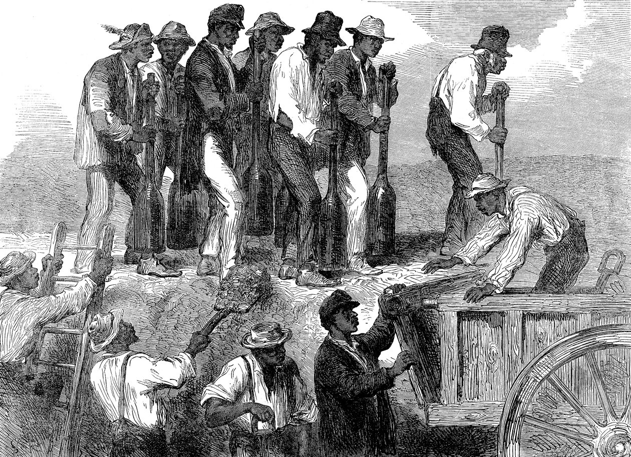 Slavenarbeid versterkt de vestingwerken van Savannah, Georgia, Amerikaanse Burgeroorlog, 1863 door Unbekannt