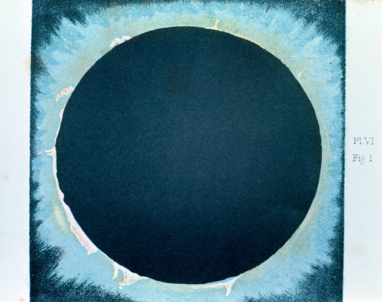 Zonnecorona en uitbarstingen 1860 1870 door Unbekannt