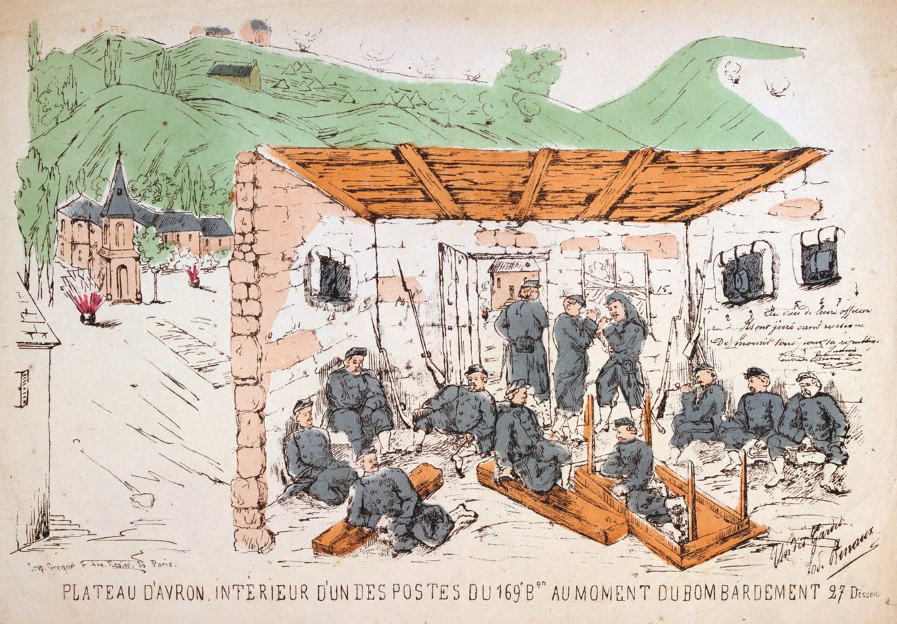 Soldaten in een gebouw tijdens een bombardement, Frans-Pruisische Oorlog, december 1870 door Unbekannt