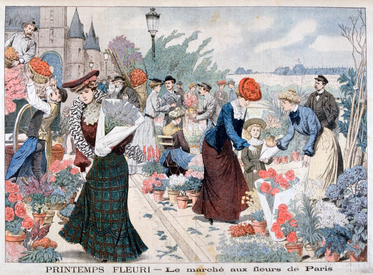 Lentebloemen op een markt, Parijs, 1903 door Unbekannt