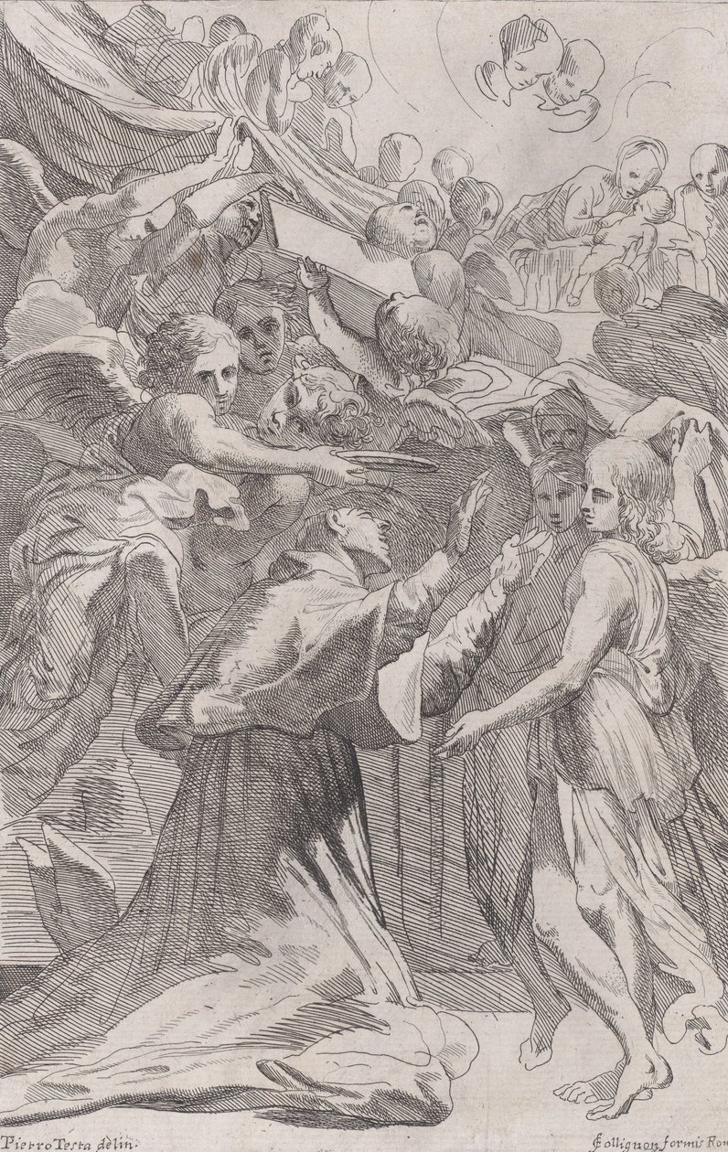 St. Carlo Borromeo omringd door engelen, 1650-70 door Unbekannt