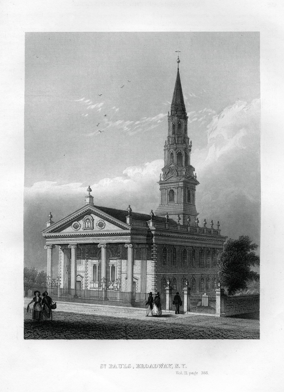 St Pauls Kapel, Broadway, New York, 1855 door Unbekannt