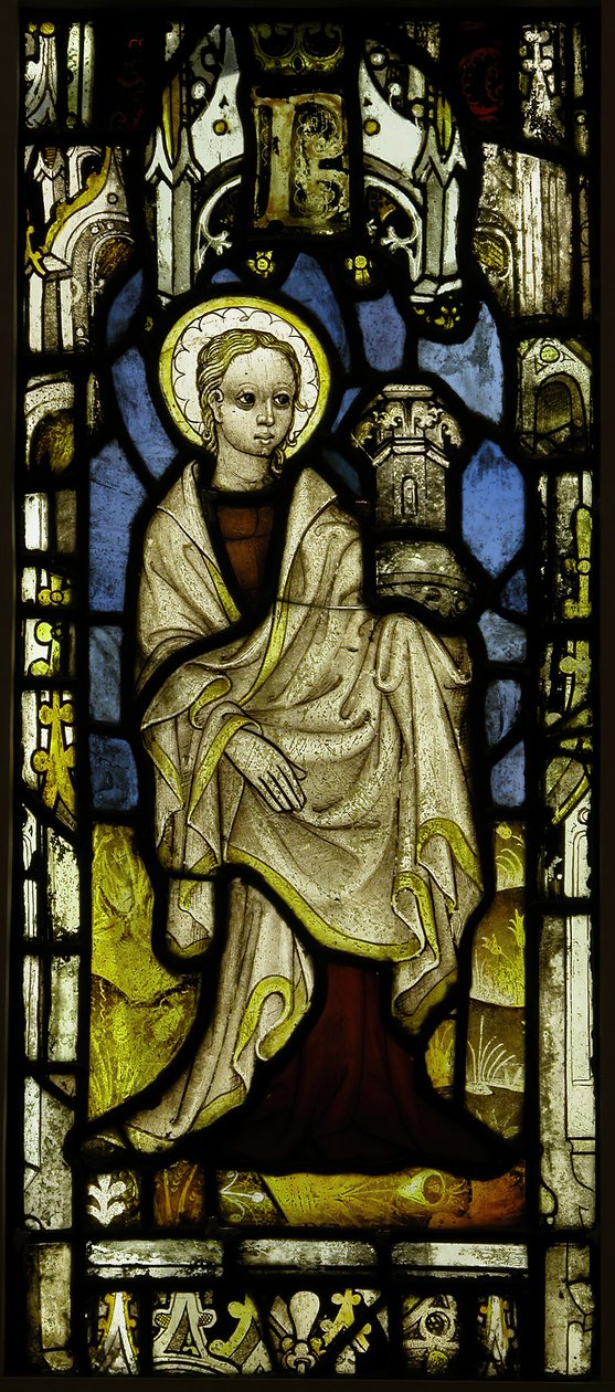 Glas-in-loodpaneel met St. Barbara, Brits, ca. 1450 door Unbekannt