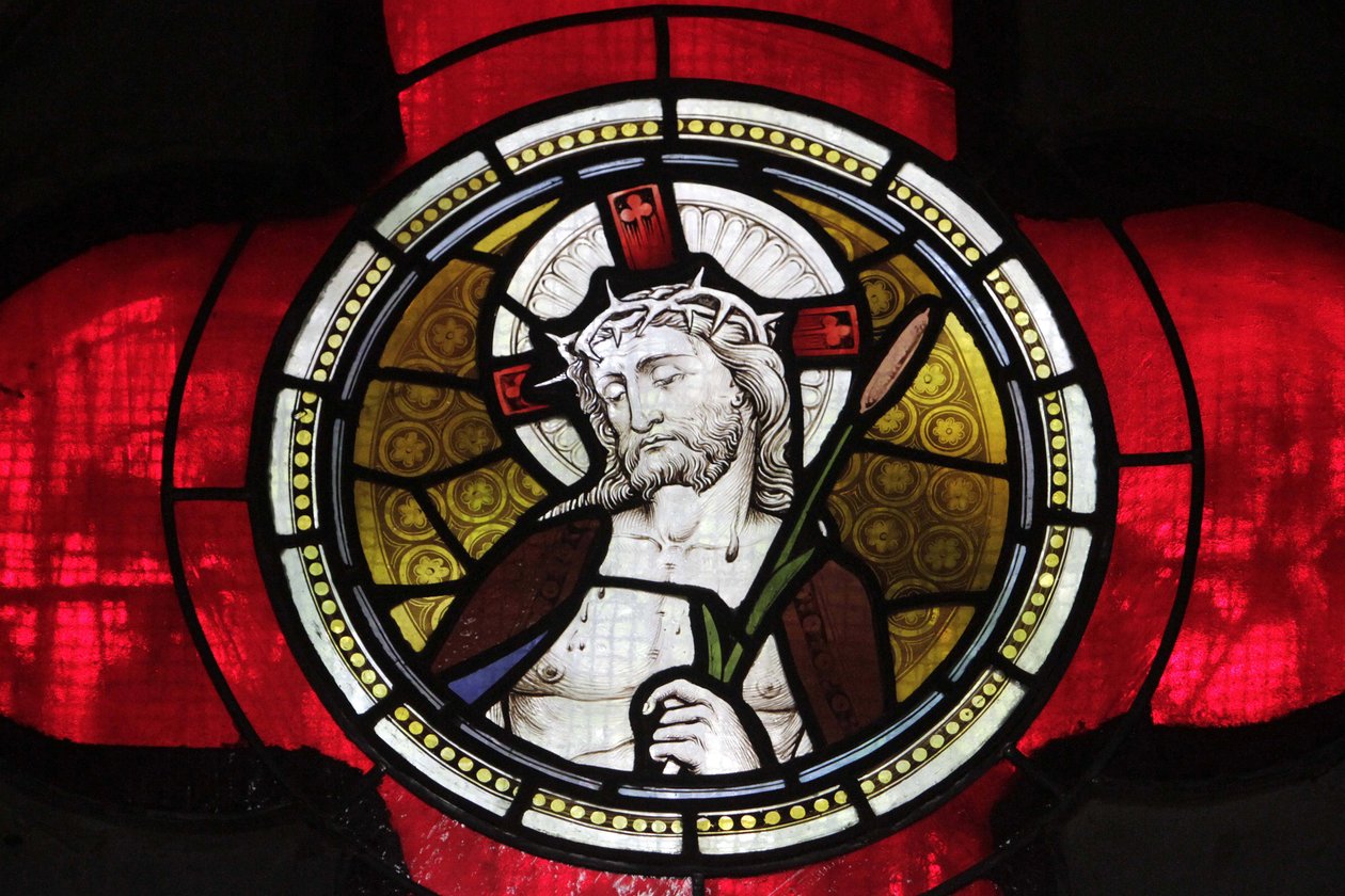 Glas-in-loodraam van Jezus, Kerk van St. Peter en Paul, Istanbul, Turkije door Unbekannt