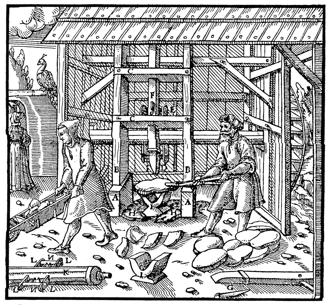 Stempel voor het breken van kopercupellatiekoeken voor verdere raffinage, 1556 door Unbekannt