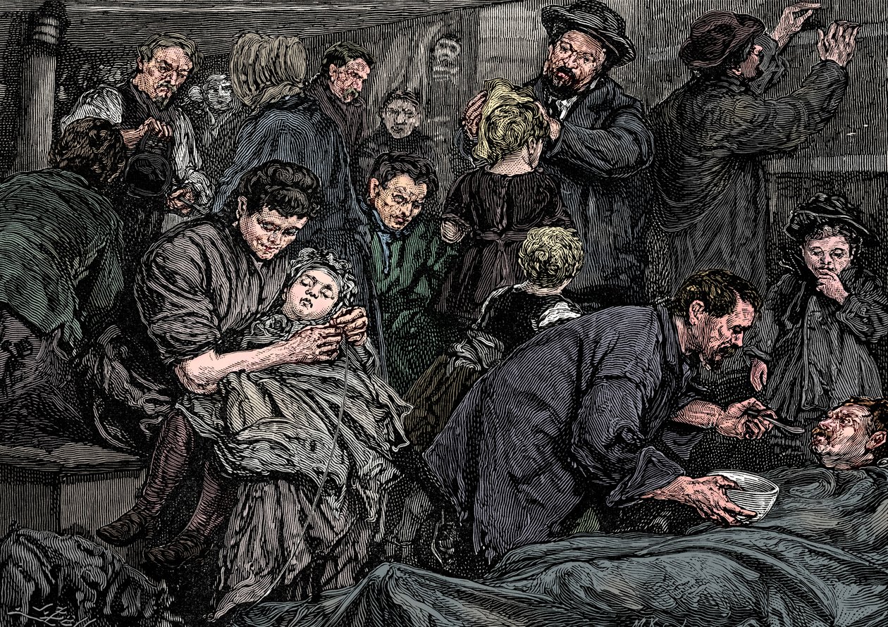 Stuurhutpassagiers op een Atlantische stoomboot op weg naar Amerika, ca. 1850 door Unbekannt