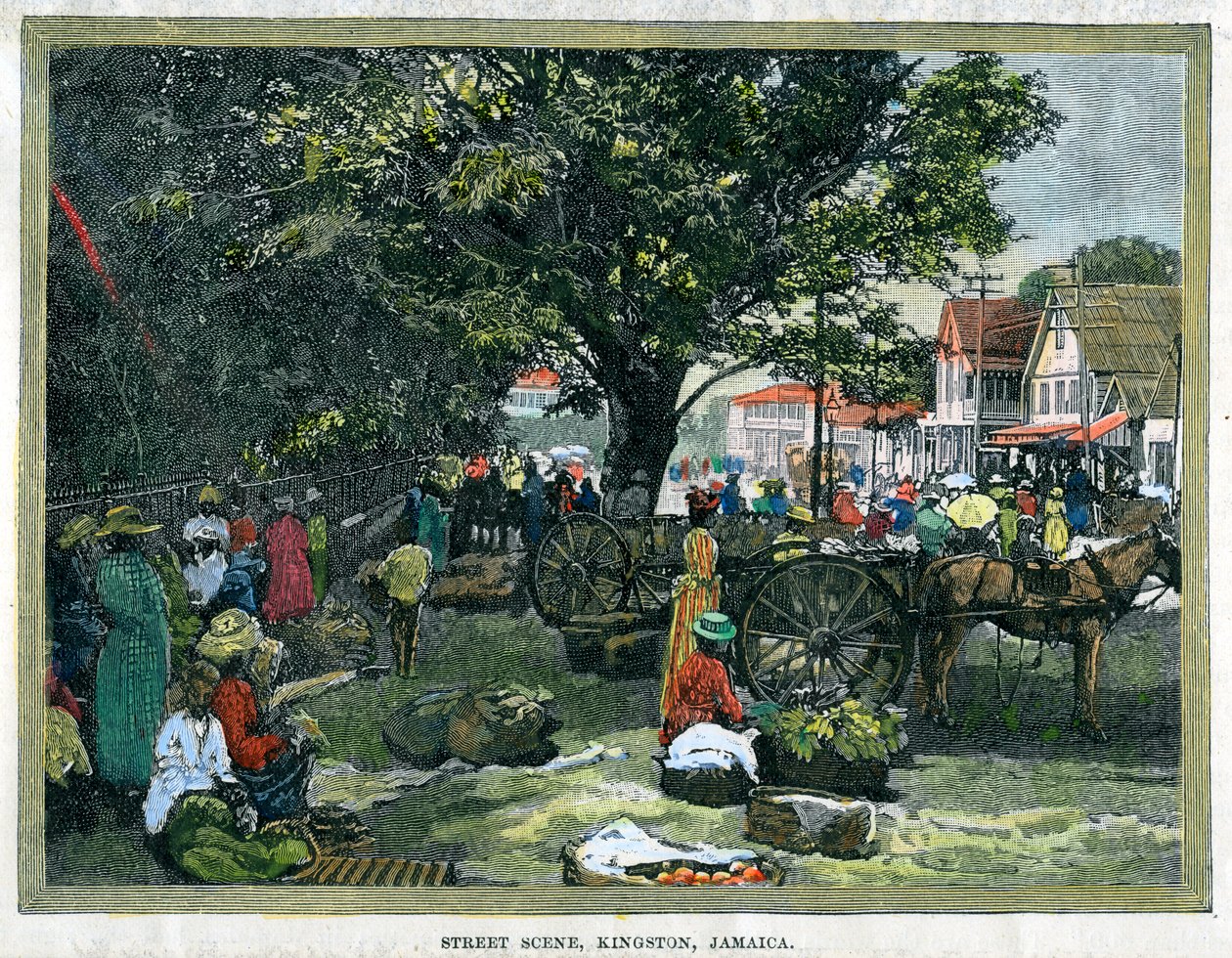 Straatscène, Kingston, Jamaica, ca. 1880 door Unbekannt