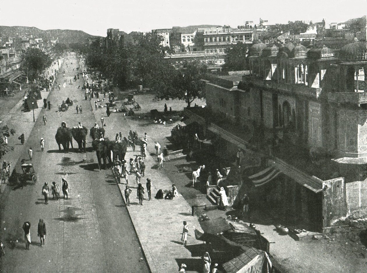 Straatscène in de stad Jaipur, India, 1895 door Unbekannt