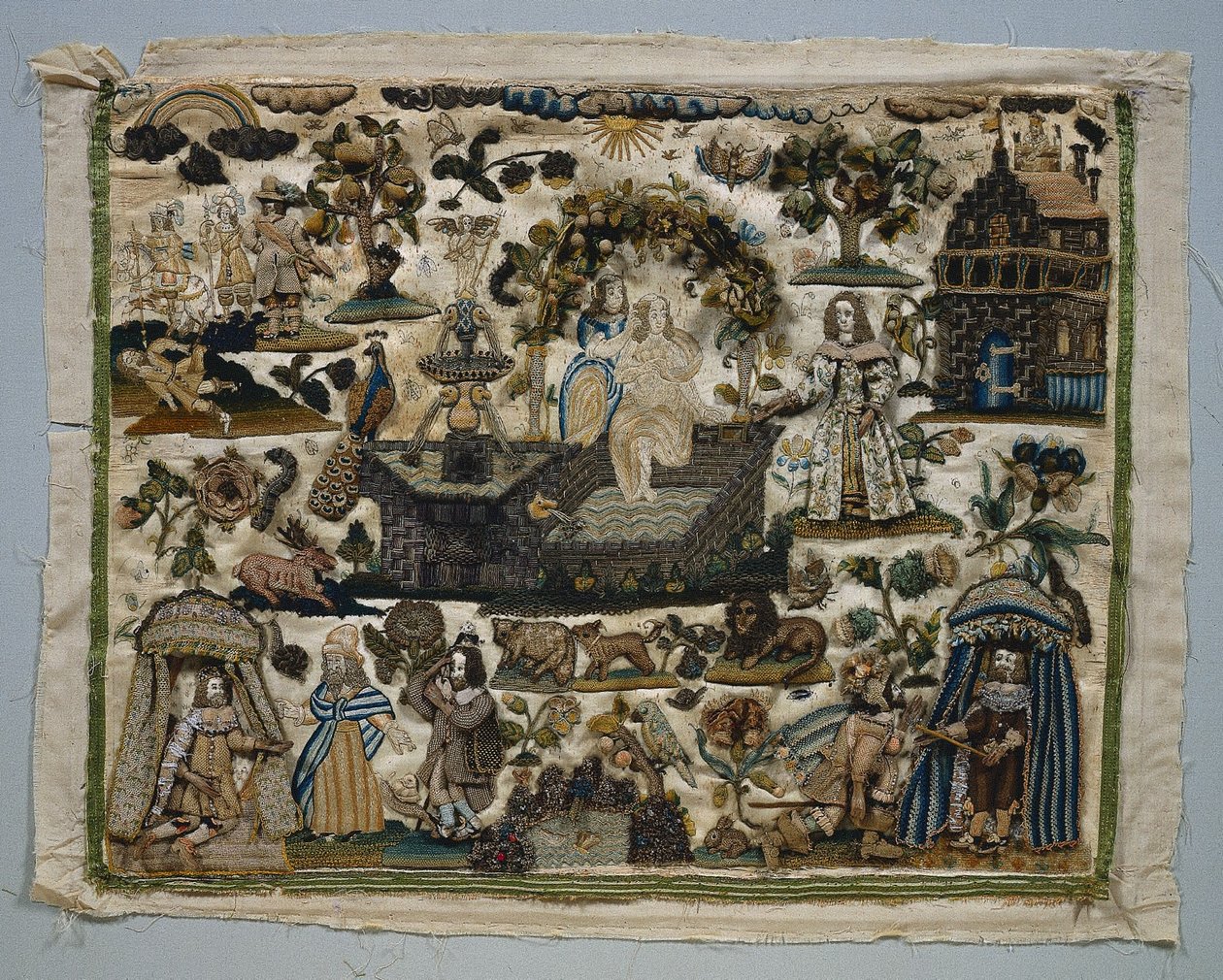 Stumpwork paneel: Verhaal van David en Bathseba, 1658 door Unbekannt