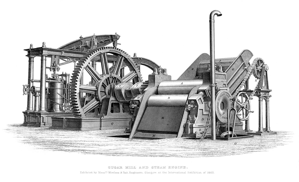 Suikermolen en stoommachine, 1866 door Unbekannt