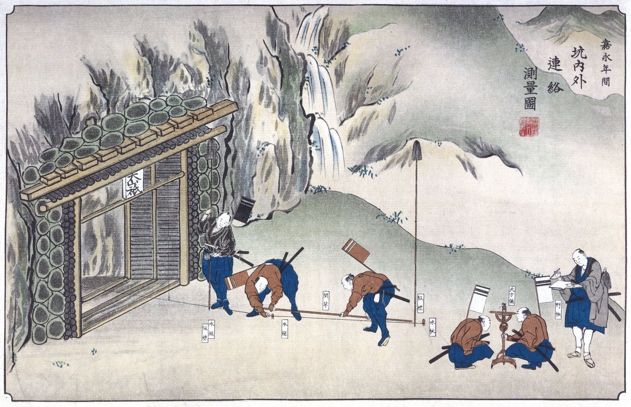 Het in kaart brengen van de ingang van een mijn, Japan, ca. 1850 door Unbekannt