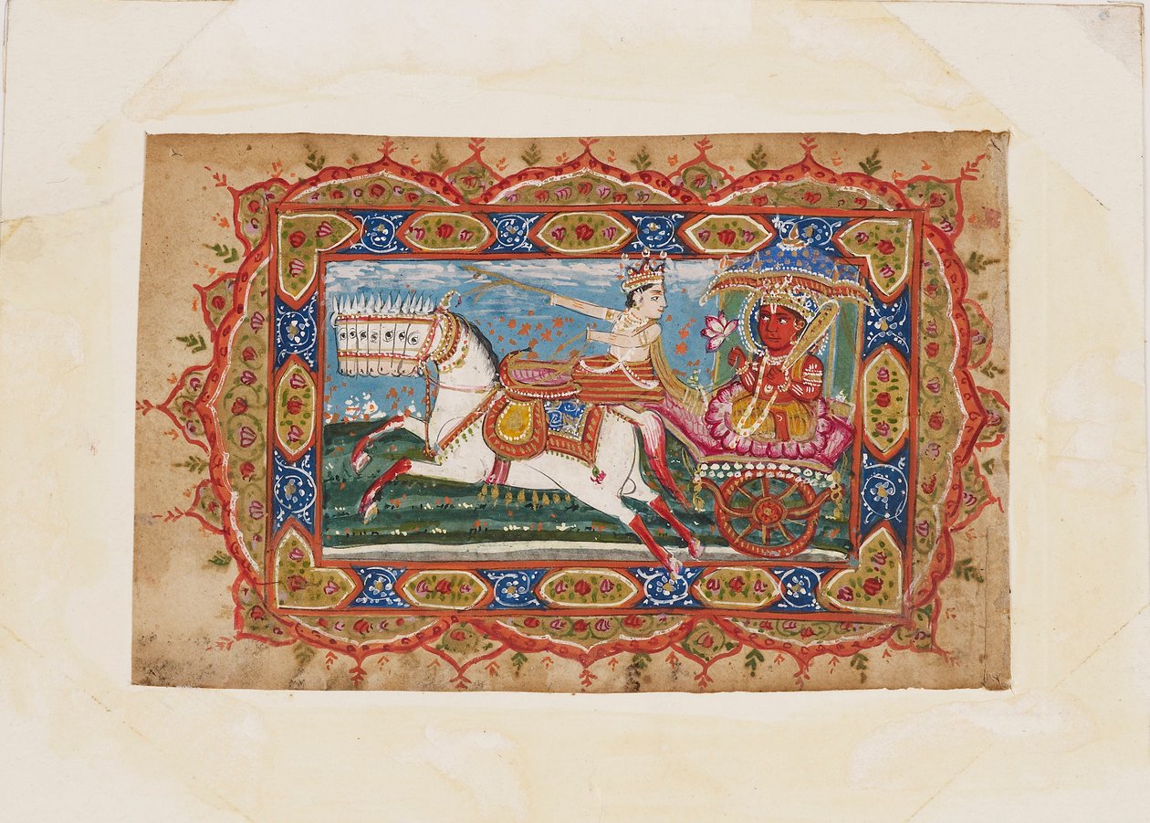 Surya, de zonnegod, in een wagen getrokken door zeven paarden door Unbekannt