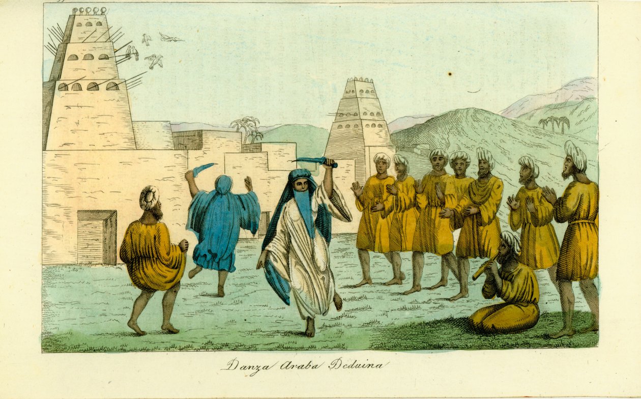 Zwaarddans door nomadische Bedoeïenen nabij de Vallei der Koningen in Thebe door Giovanni Battista Belzoni door Unbekannt