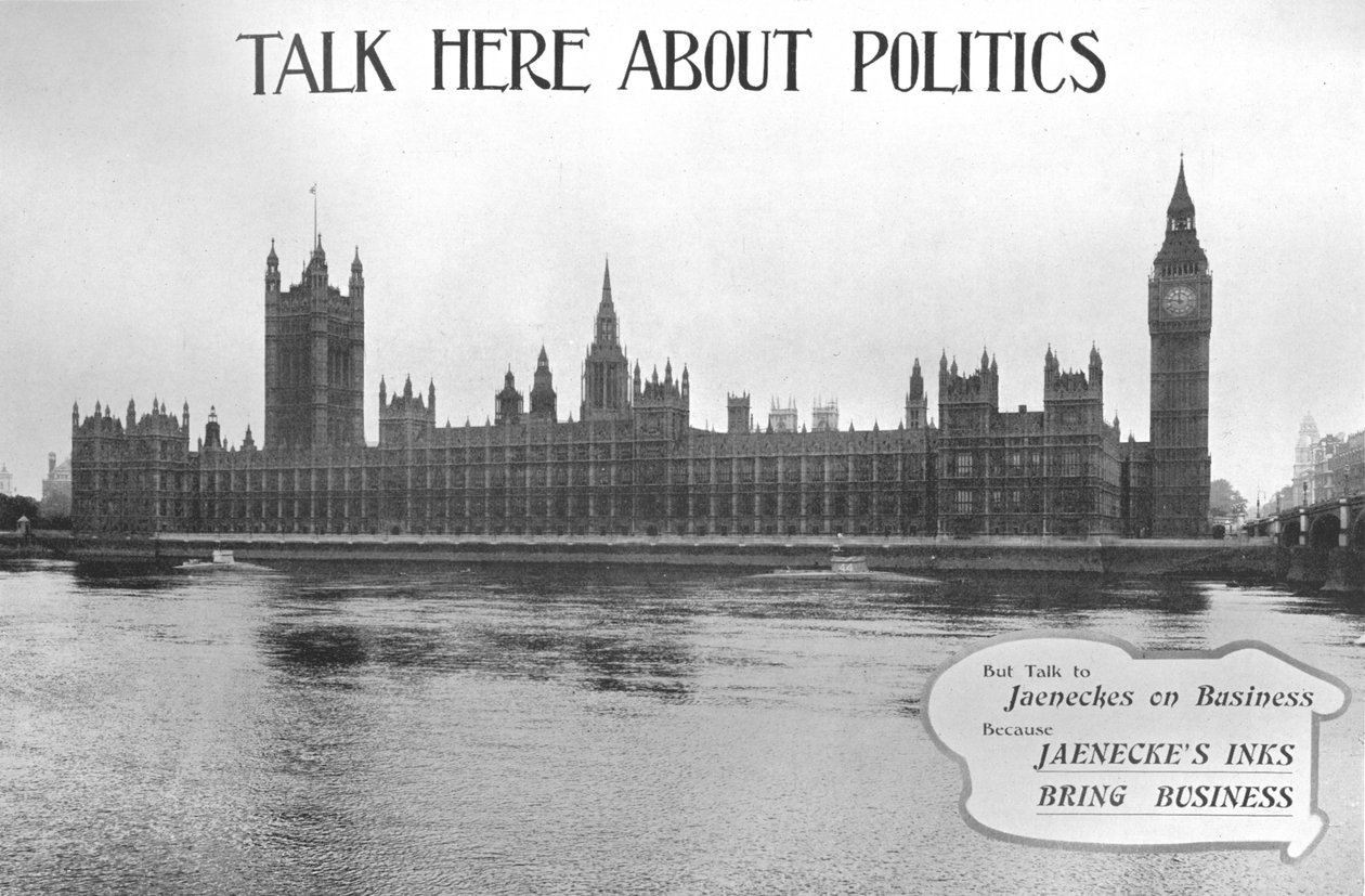 Praat hier over politiek - Jaeneckes Inks advertentie, 1909 door Unbekannt