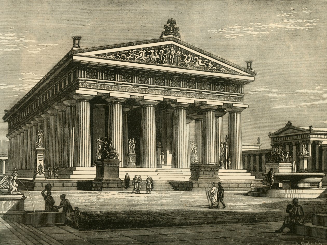 Tempel in Paestum, Gerestaureerd, 1890 door Unbekannt